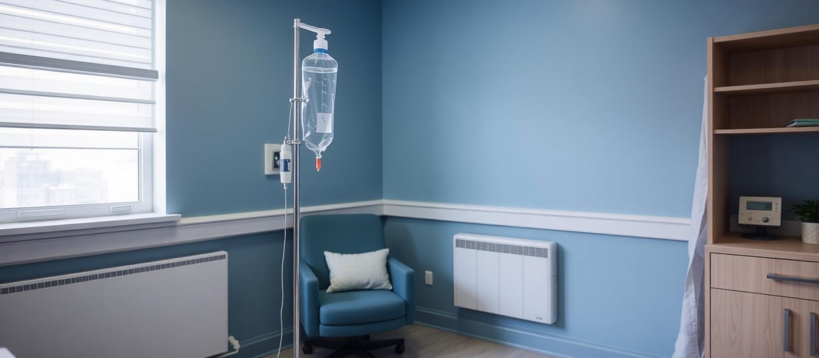 Ruhiger Infusionsplatz mit Infusionsständer